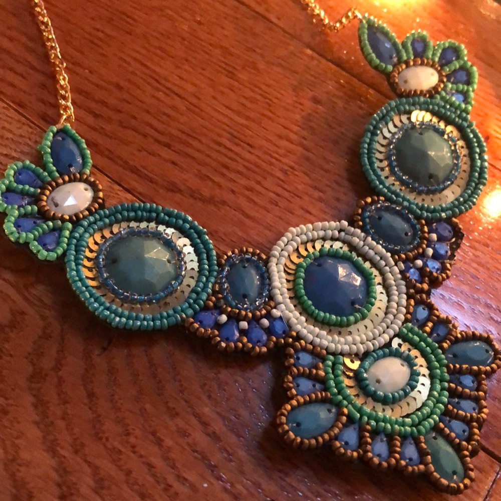 Teal statement necklace